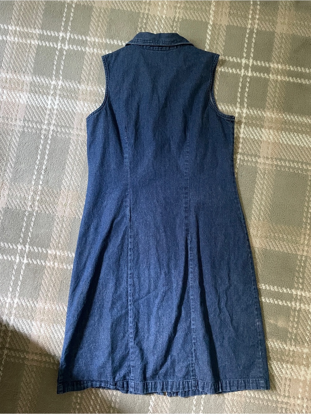 VTG Basic Editions 100% cotton denim sleeveless shirtdress 12 - Picture 3 of 3